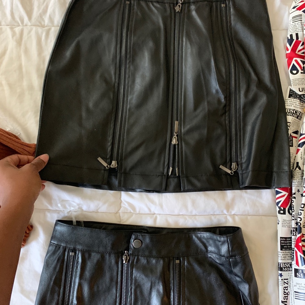 New leather skirt with zippers